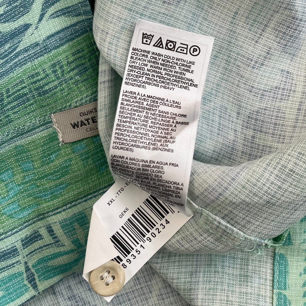Quiksilver Waterman Shirt Men 2XL Multi Tribal Floral Hawaiian Short Sleeve NWOT - Picture 8 of 8
